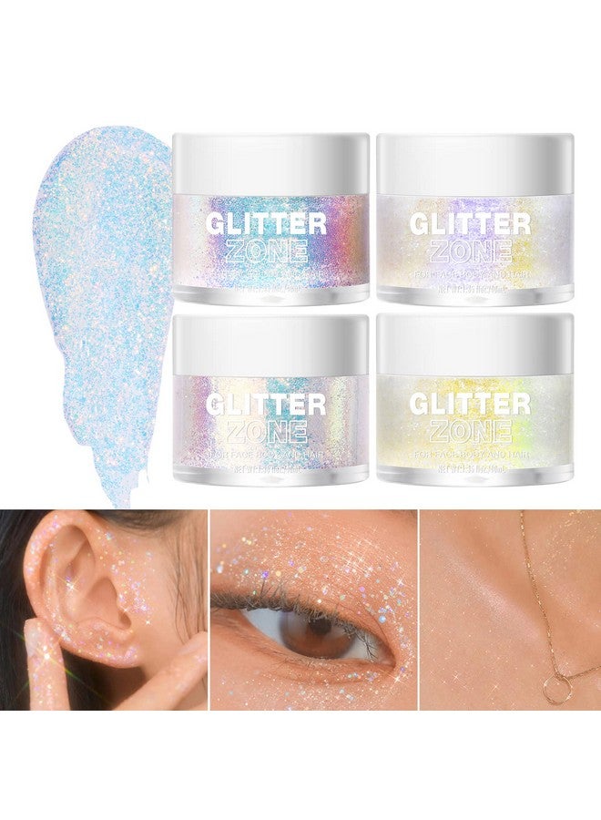 Holographic Body Glitter Gel For Body Face Hair And Lip.Color Changing Glitter Gel Under Light. Vegan & Cruelty Free 1.35 Oz (2Sparkling Pink)