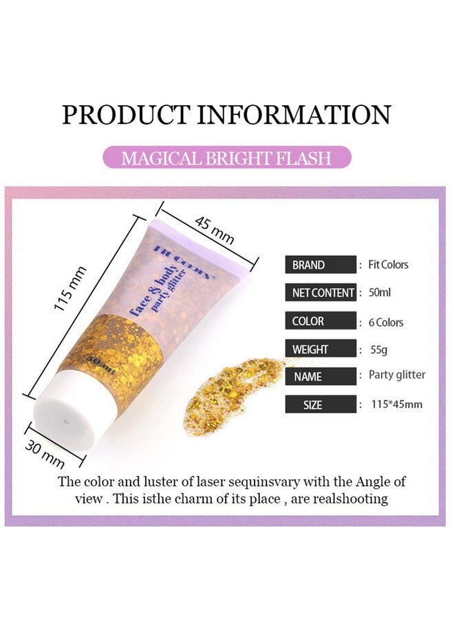 Mermaid Sequins Chunky Body Glitter Gel 6 Colors Holographic Glitter Liquid Body Makeup For Face Body Hair Nails (04 Hot Pink)