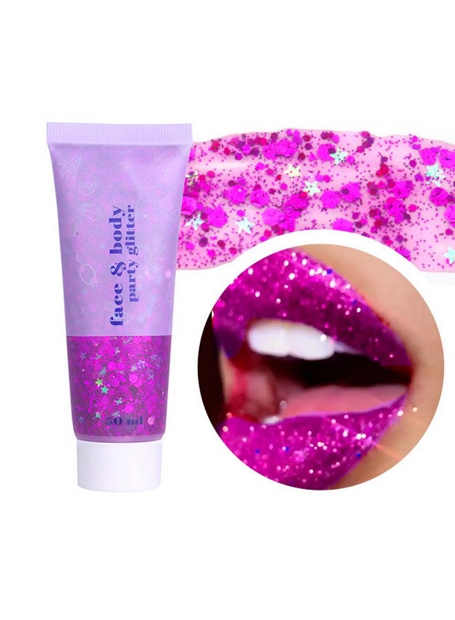 Body Glitter Gel Face Glitters Body Gel Sequins Shimmer Liquid Eyeshadow Chunky Glitter For Face Hair Nails Holographic Cosmetic Laser Powder Festival Glitter Makeup 50Ml(Fuchsia)