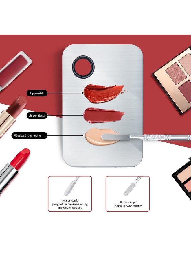 Makeup Mixing Palette Upgrad Stainless Steel Metal Mixing Tray With Spatula Artist Tool For Mixing Foundation Nail Art