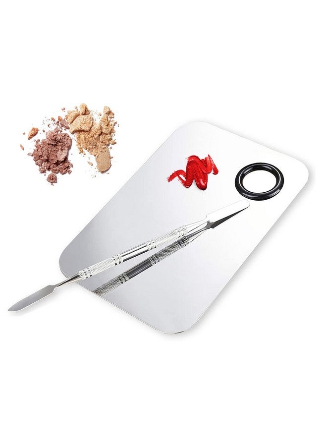 Makeup Mixing Palette Upgrad Stainless Steel Metal Mixing Tray With Spatula Artist Tool For Mixing Foundation Nail Art