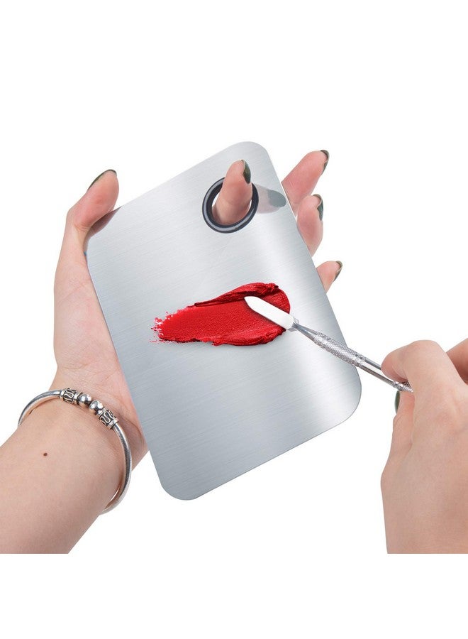 Makeup Mixing Palette Upgrad Stainless Steel Metal Mixing Tray With Spatula Artist Tool For Mixing Foundation Nail Art