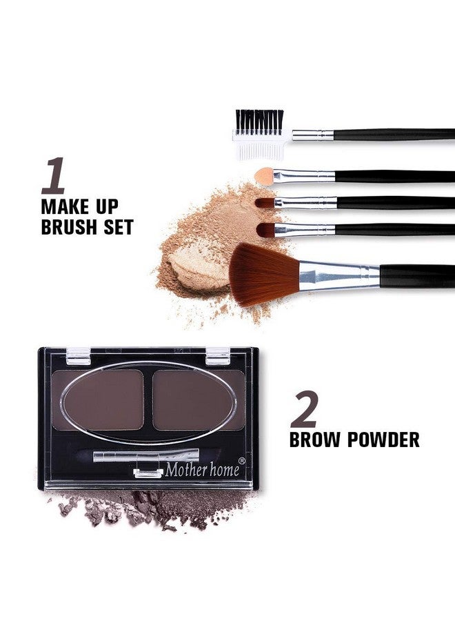 All In One Makeup Kit12 Colors Nude Shimmer Eyeshadow Palette Waterproof Black Eyeliner Pencil Duo Pressed Eyebrow Powder Kit 5 Brushes With Quicksand Cosmetic Bag Gift Set