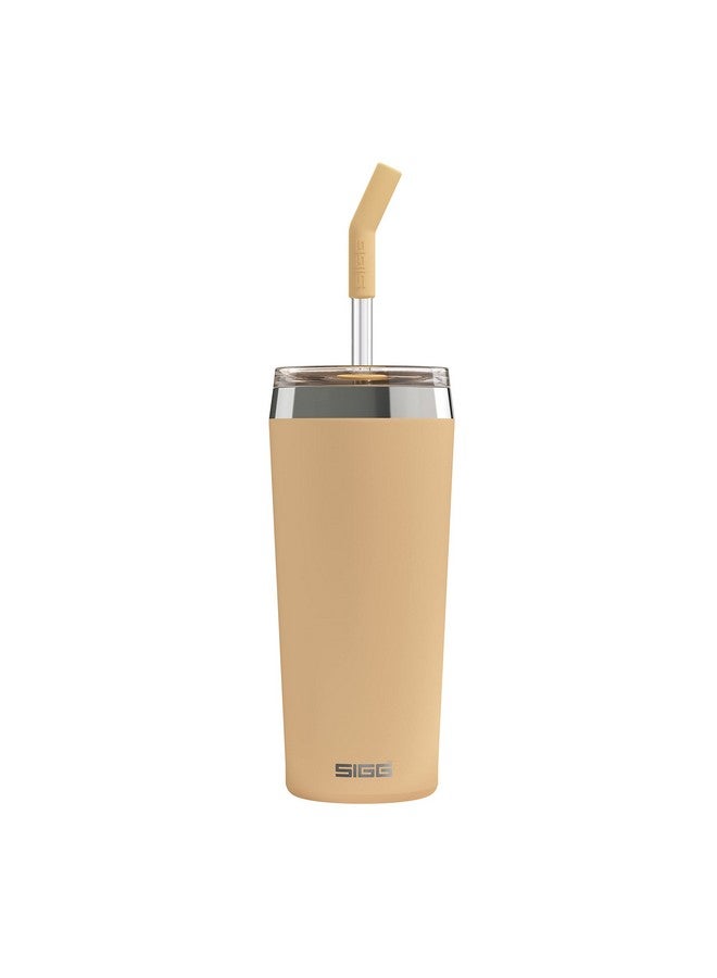 Insulated Mug Travel Mug Helia Muted Peach With Durable Glass Straw & Cleaning Brush Leakproof Bpa Free 18/8 Stainless Steel Orange 20Oz