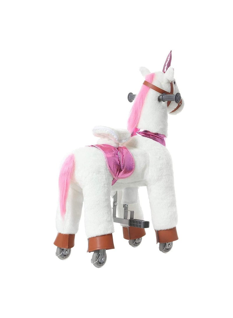 COOLBABY Horse Ride on Toy for Toddlers Ride on Rocking Horse Toy Plush Walking Pony Mechanical Riding Horse Unicorn Small Size for Age 3-6