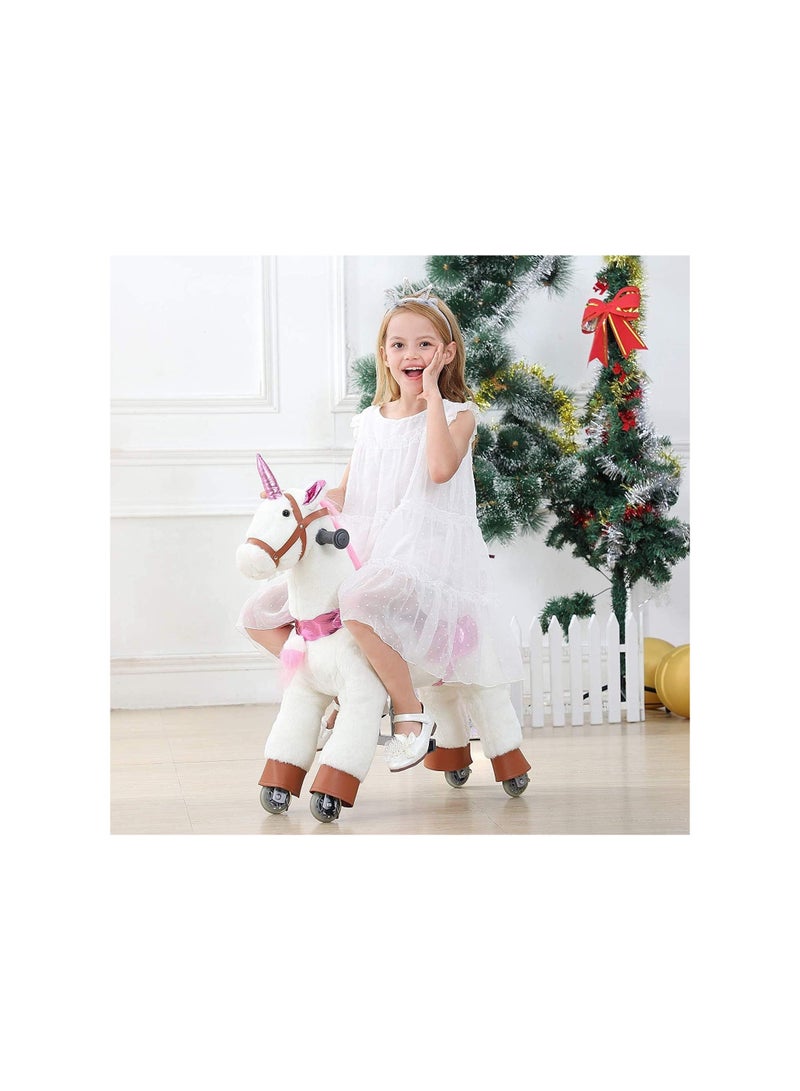 COOLBABY Horse Ride on Toy for Toddlers Ride on Rocking Horse Toy Plush Walking Pony Mechanical Riding Horse Unicorn Small Size for Age 3-6