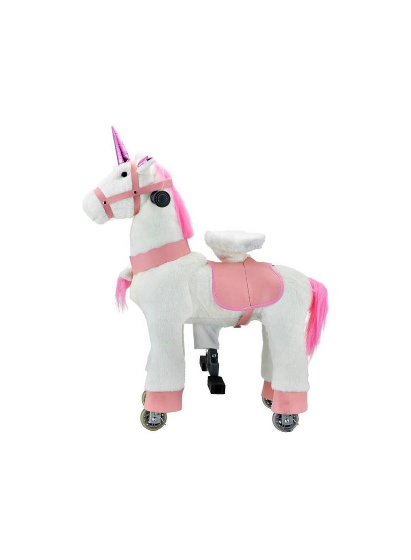 COOLBABY Horse Ride on Toy for Toddlers Ride on Rocking Horse Toy Plush Walking Pony Mechanical Riding Horse Unicorn Small Size for Age 3-6