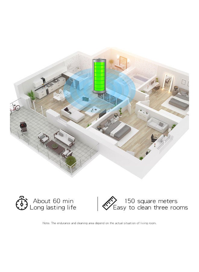 Smart  Robotic  Vacuum Cleaner With Mobile App Control 3 W Vacuum21829-1 White