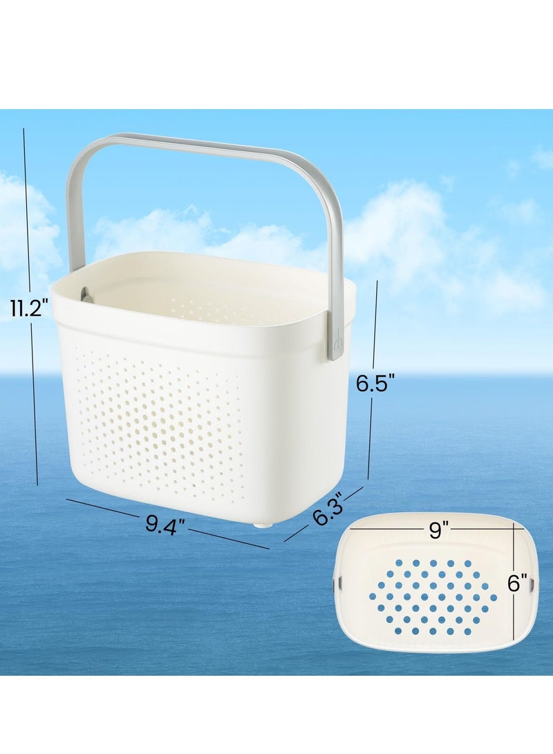 Versatile Shower Caddy Tote, Large Capacity, Durable Plastic Basket with Handle, Ideal for Dorm, College, Bathroom, Camping, Grey