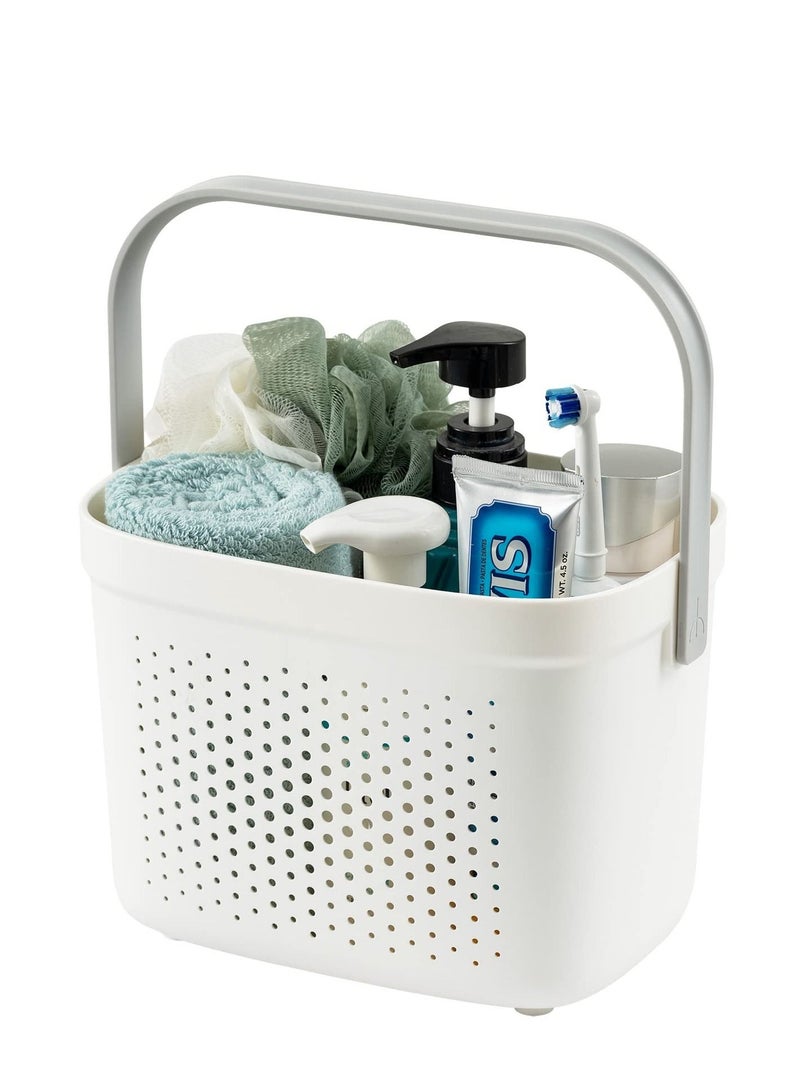 Versatile Shower Caddy Tote, Large Capacity, Durable Plastic Basket with Handle, Ideal for Dorm, College, Bathroom, Camping, Grey