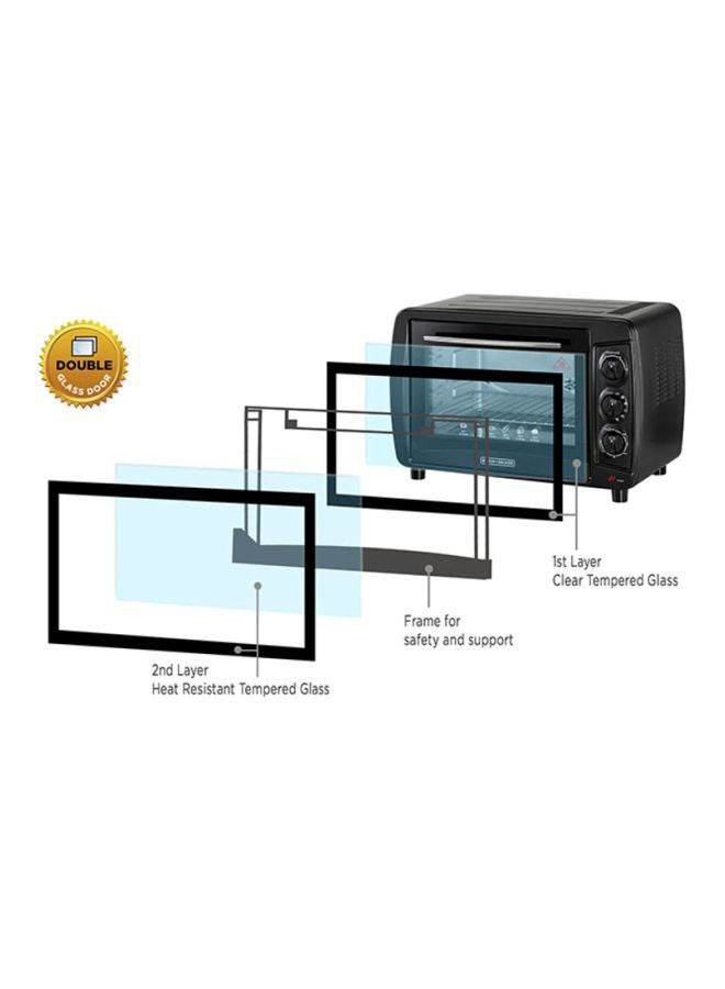 Electric Oven Multifunction With Double Glass For Toasting/Baking/Broiling 35.0 L 1500.0 W TRO35RDG-B5 Black