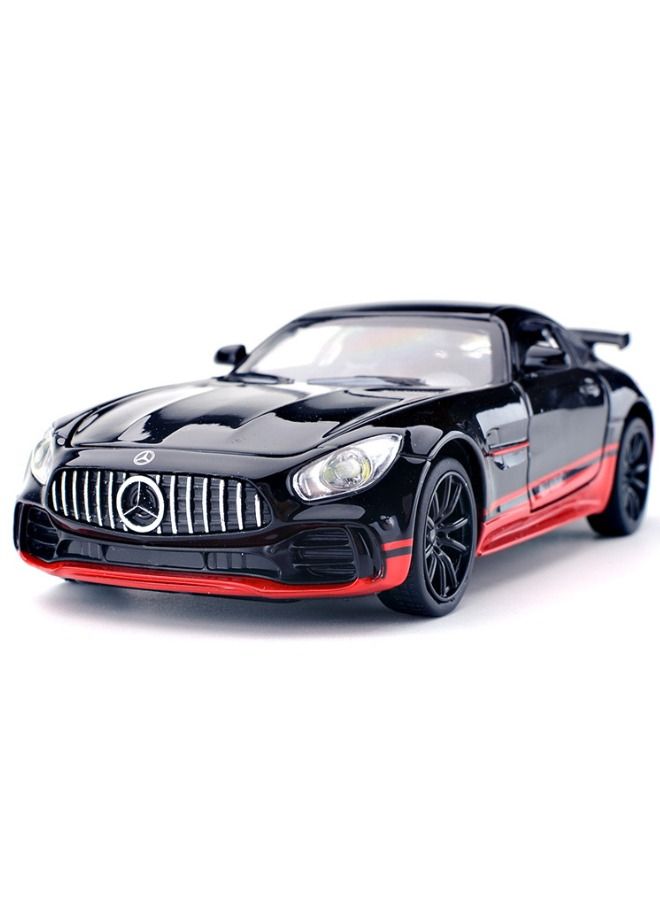 1:32 AMG GTR Car Model Toy, Diecast Zinc Alloy Pull Back Toy Car, Sound and Light Pull Back Model Car for Kids Boy Girl Gift (Black/Red)