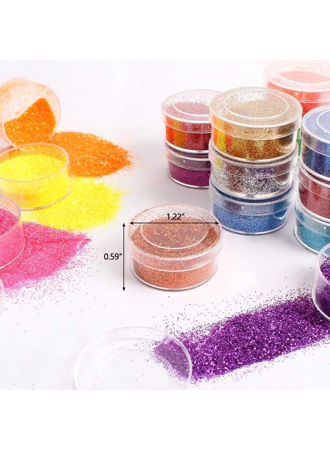 Extra Fine Glitter Powder For Craft 24 Colors Holographic Cosmetic Laser Glitter For Nail Body Eye Hair Face Lip Gloss Iridescent Glitter Powder For Tumbler And Makeup (24 Fine)