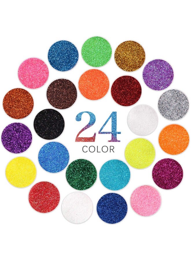 Extra Fine Glitter Powder For Craft 24 Colors Holographic Cosmetic Laser Glitter For Nail Body Eye Hair Face Lip Gloss Iridescent Glitter Powder For Tumbler And Makeup (24 Fine)