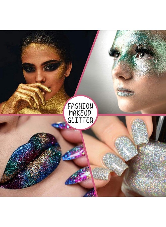 Extra Fine Glitter Powder For Craft 24 Colors Holographic Cosmetic Laser Glitter For Nail Body Eye Hair Face Lip Gloss Iridescent Glitter Powder For Tumbler And Makeup (24 Fine)