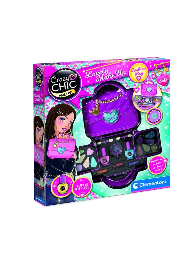 Clementoni Crazy Chic Bag Make Up Set | Make Up Toy Kit | Do it Youself | Pretend Play | Arts & Crafts | Easy to Use | Develops Fine Motor Skills & Creativity | Colorful | Fashionable | Perfect Gift for Fashion Lovers!