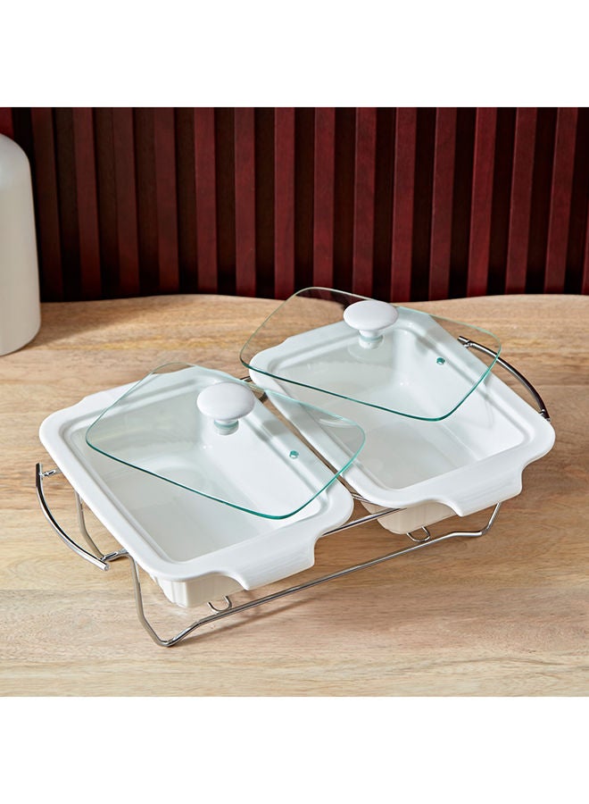 Supreme 3-Piece Twin Food Warmer Set 44.2x11x22.2 cm