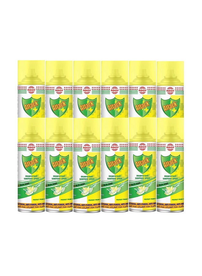 Pack Of 12 Attack Disinfectant Sanitizer Spray - Fresh Lemon 400ml