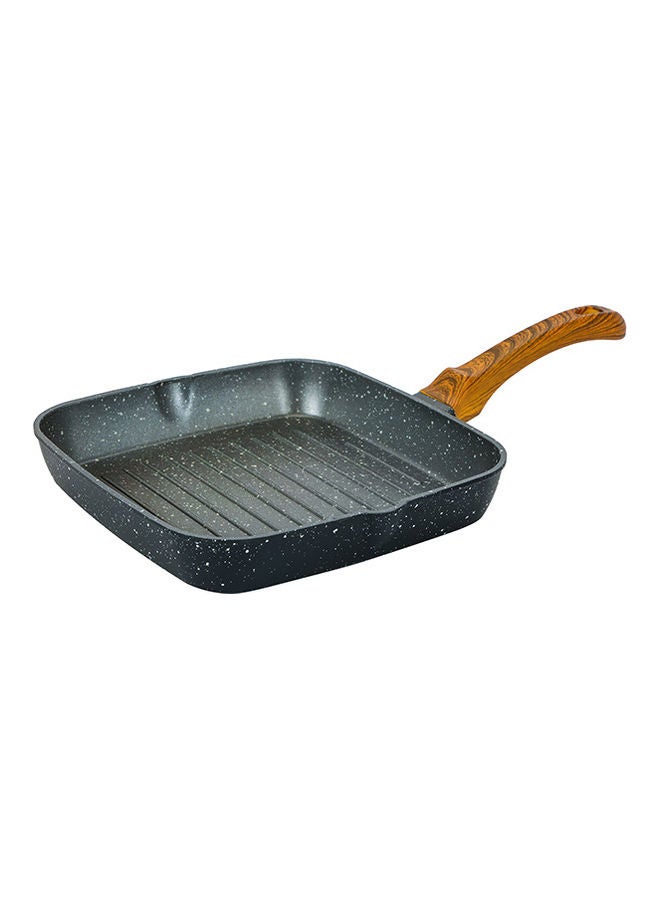 Square Grill Pan, Granite Coated Die-Cast Aluminium, RF10764 | 2 Pouring Spouts | Non-Stick Cookware Fry Pan Black/Beige 24cm