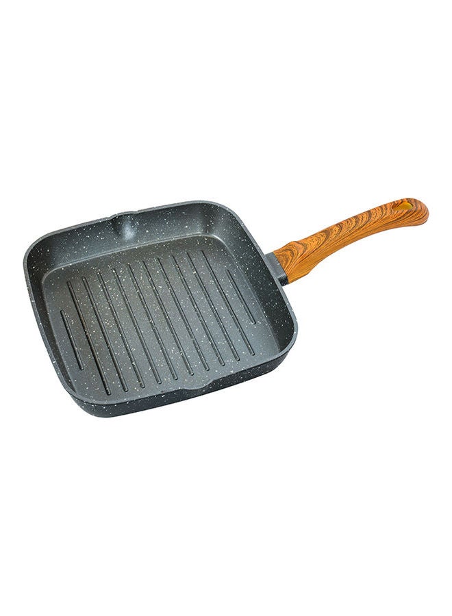 Square Grill Pan, Granite Coated Die-Cast Aluminium, RF10764 | 2 Pouring Spouts | Non-Stick Cookware Fry Pan Black/Beige 24cm