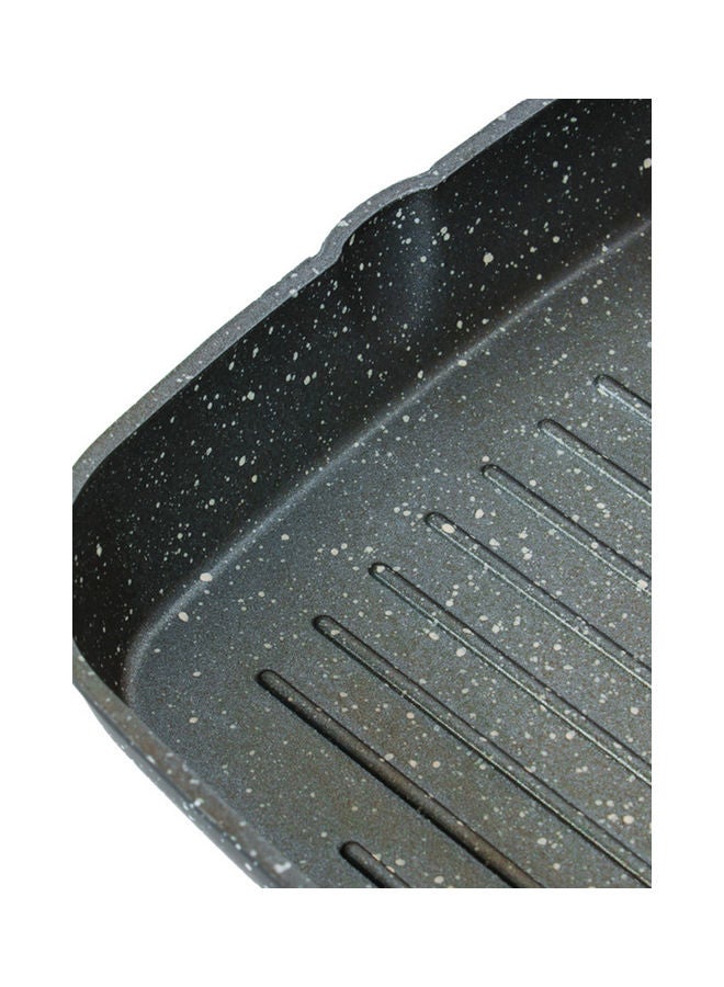 Square Grill Pan, Granite Coated Die-Cast Aluminium, RF10764 | 2 Pouring Spouts | Non-Stick Cookware Fry Pan Black/Beige 24cm