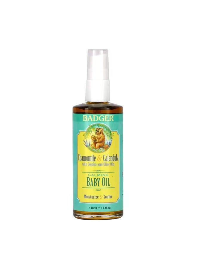 Calming Baby Oil Chamomile  Calendula with Olive and Jojoba Oils 4 fl oz 118 ml