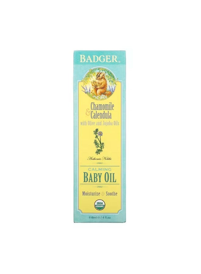 Calming Baby Oil Chamomile  Calendula with Olive and Jojoba Oils 4 fl oz 118 ml