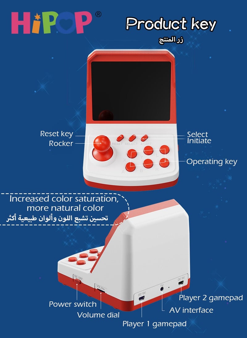 Video Game Console with Dual Gamepads,3.5-inch HD Screen Retro Arcade Games,Connected TV,Built-in Classic Free Games,Handheld Game Console for Kids