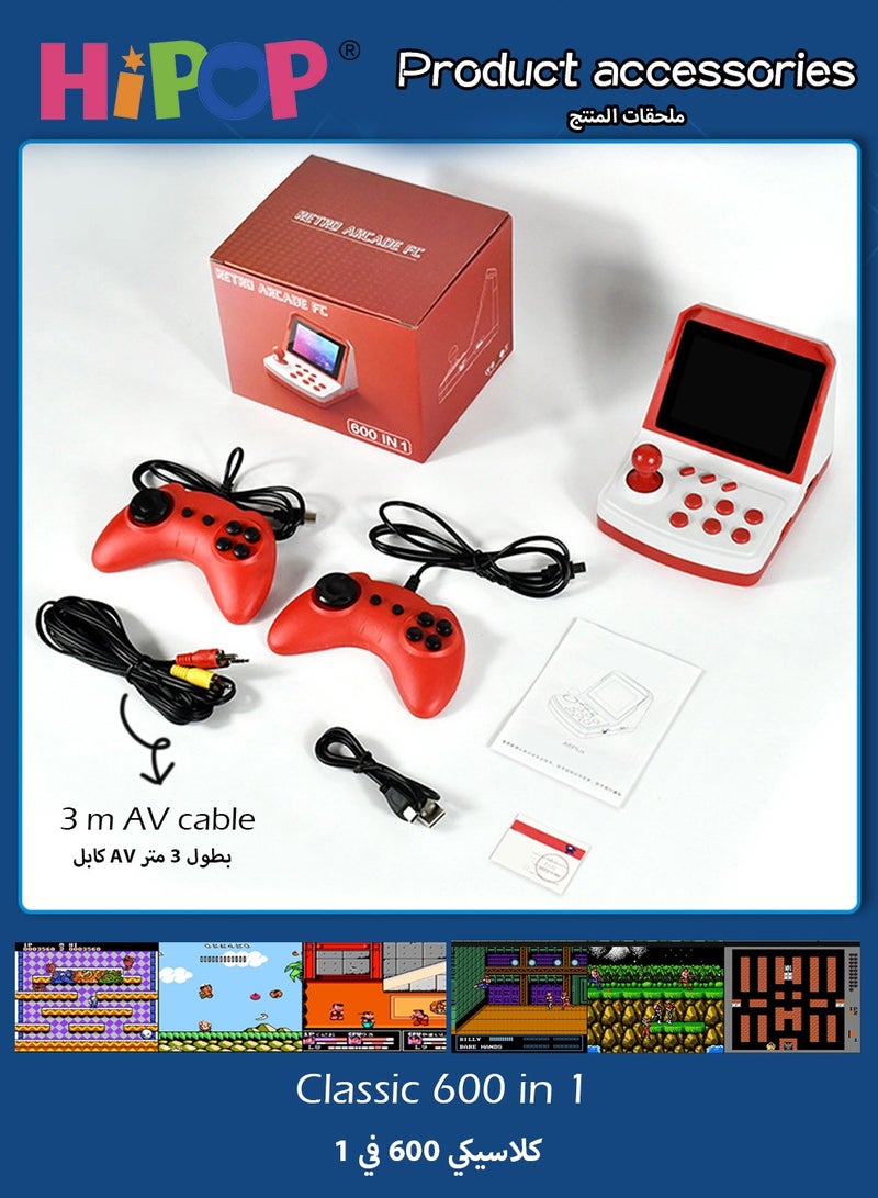Video Game Console with Dual Gamepads,3.5-inch HD Screen Retro Arcade Games,Connected TV,Built-in Classic Free Games,Handheld Game Console for Kids
