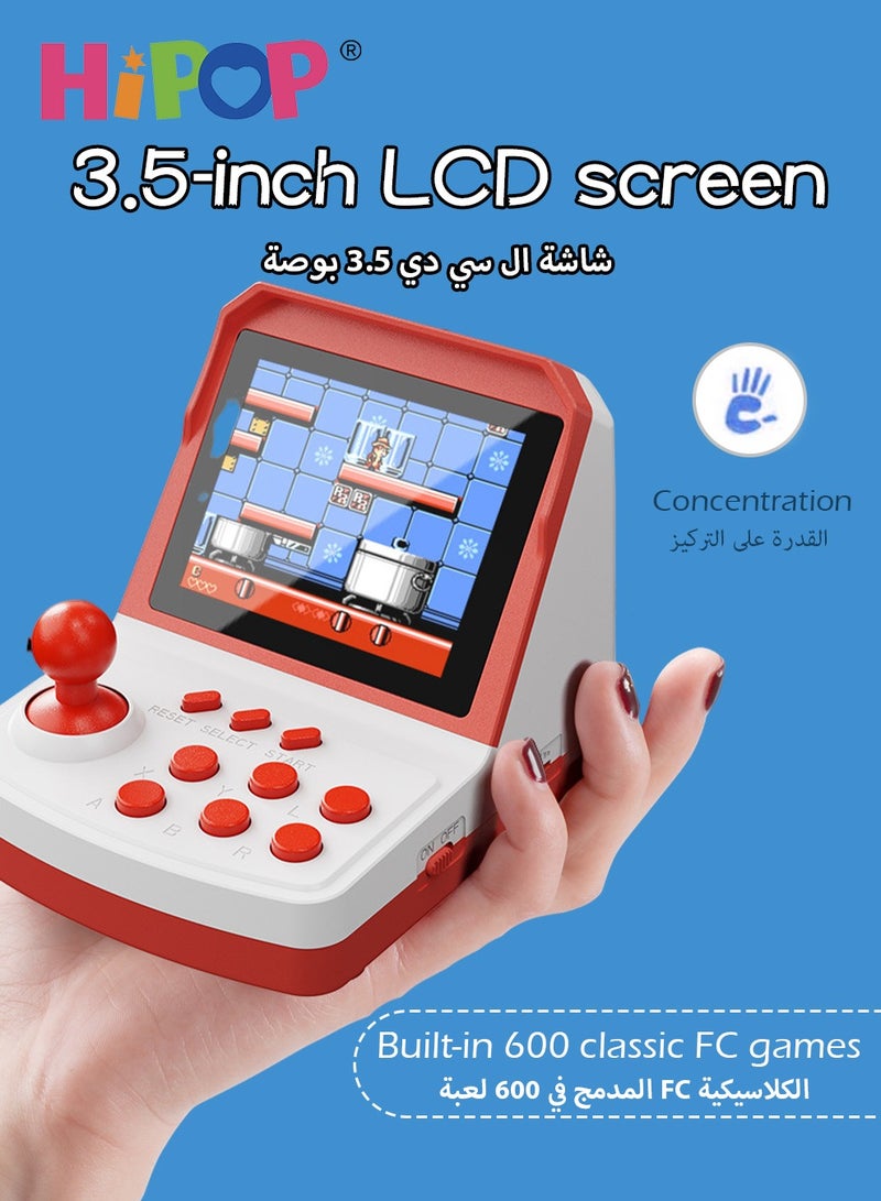 Video Game Console with Dual Gamepads,3.5-inch HD Screen Retro Arcade Games,Connected TV,Built-in Classic Free Games,Handheld Game Console for Kids