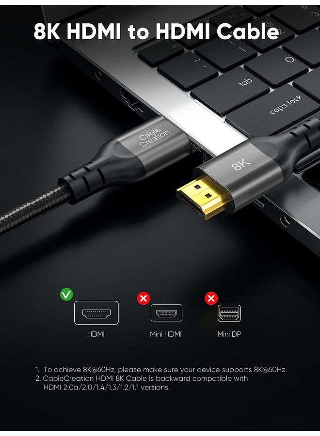 8K Hdmi Cable 10 Feet 48Gbps Hdmi 8K@60Hz Cable Earc Hdr Hdcp 2.2 2.3 Compatible With Ps5 Ps4 Xbox Series X Macbook Pro 2021 Roku Tv Sony Tv Samsung Tv Grey