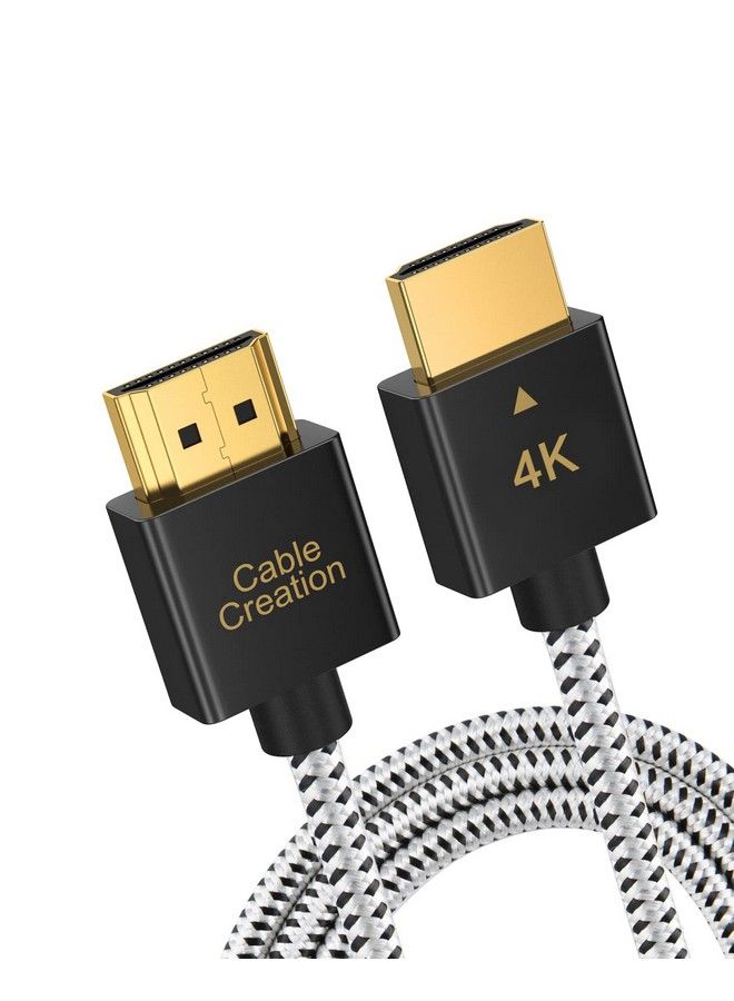 Ultra Thin Hdmi Cable Male To Male 3.3Ft 4K Hdmi High Speed Slim Low Profile Cable Support 3D 4K@60Hz Audio Return Channel Arc For Ps4 Ps5 X Box Braided 1M (Black White )