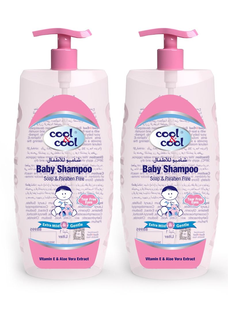 Cool & Cool Baby Shampoo - 750Ml (Pack of 2)Tear Free,Paraben-Free,Dye Free,Chamomile & Vitamin-E With Extra Mild Formula -1.5 Litres