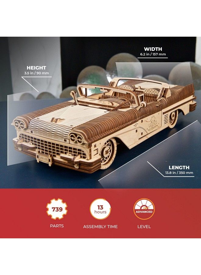 Mechanical Wooden 3D Puzzle Model Dream Cabriolet Vm 05 Father'S Day Gift Idea