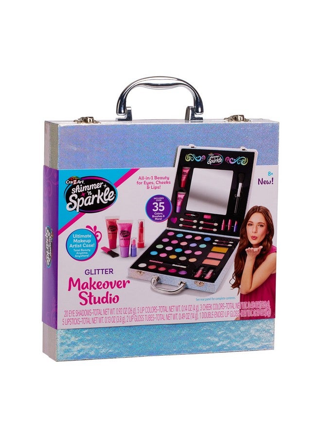 Shimmer 'N Sparkle Glitter Makeover Studio Beauty Kit All In One Beauty For Eye Cheeks And Lips For Ages 8 And Up
