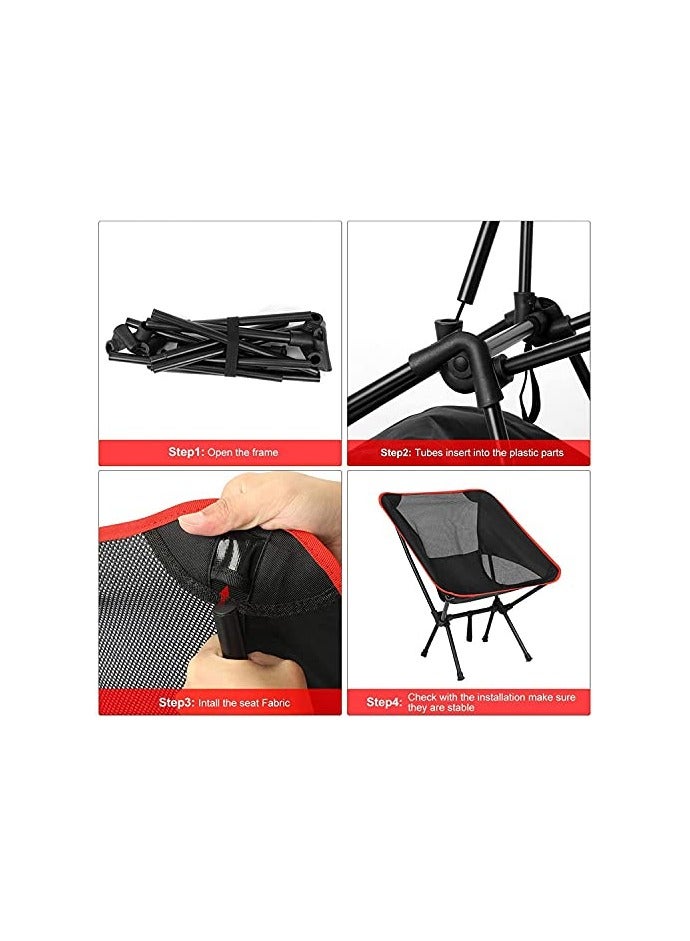 Folding Camping Chairs, Lightweight Camping Chairs, Portable Ultralight Folding Chair, Compact Backpacking Camp Chairs with Carry Bag, for Outdoor, Camping, Picnic, Fishing, Hiking and More