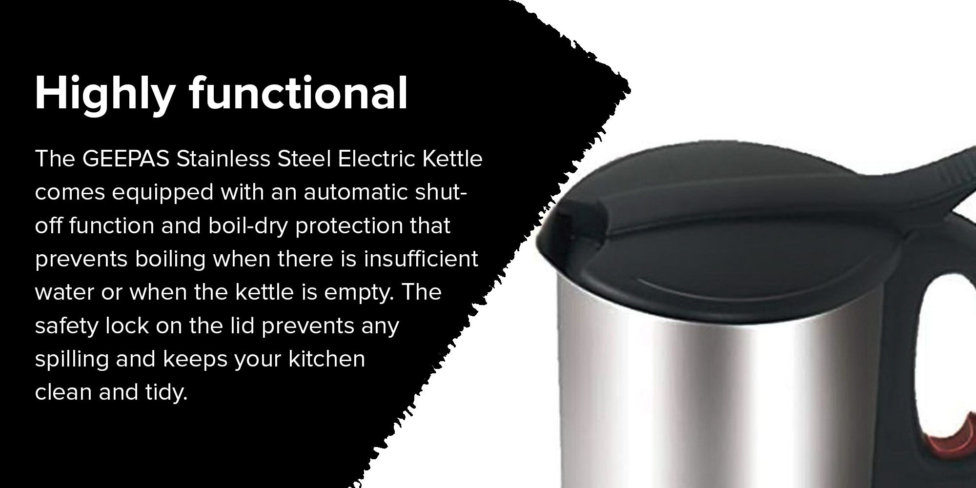 Stainless Steel Electric Kettle 1.8L GK165N Silver/Black