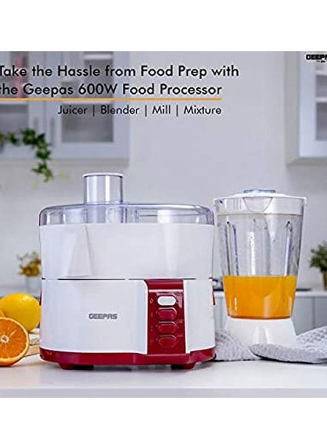 4-In-1 Food Processor 600W 600.0 W GSB9890 White/Red/Clear