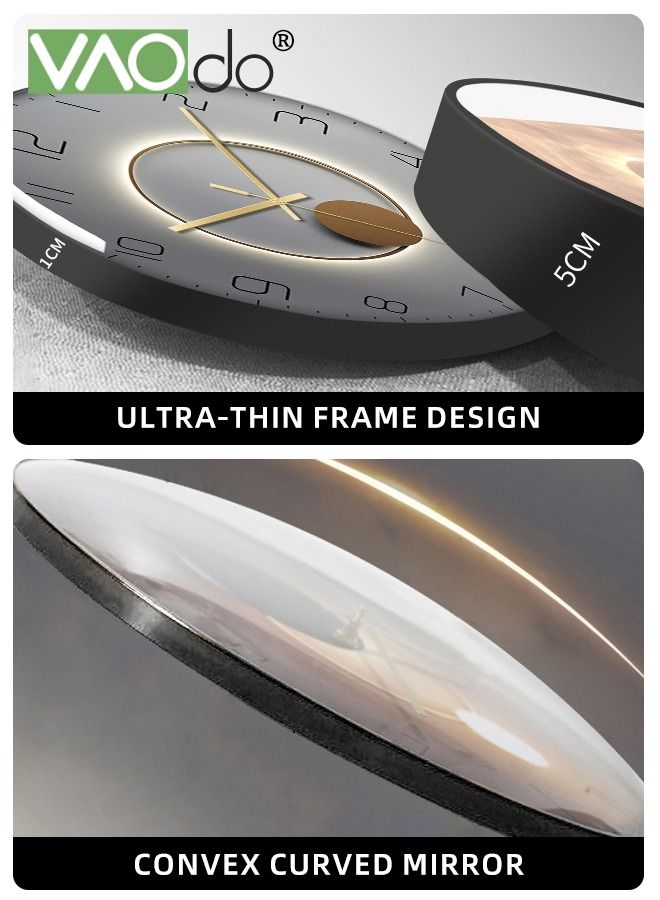 12 Inch Wall Clock Silent Quartz Clock Tempered Anti-Fog Glass Accurate Travel Time Home Decoration Clock Suitable for Bedroom Kitchen Living Room Office