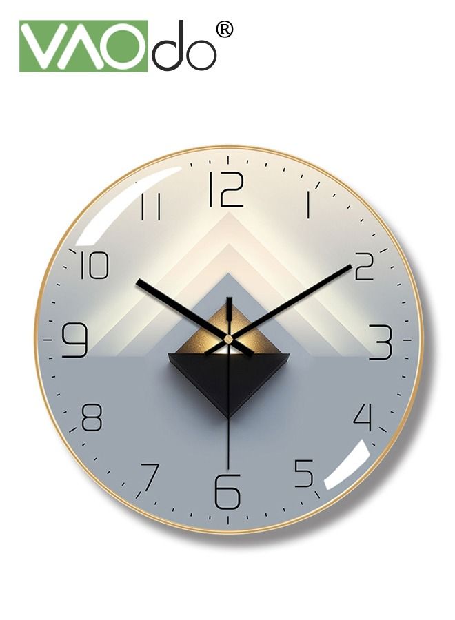 12 Inch Wall Clock Silent Quartz Clock Tempered Anti-Fog Glass Accurate Travel Time Home Decoration Clock Suitable for Bedroom Kitchen Living Room Office