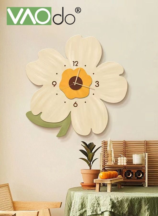Flower Petal Design Wall Clock Silent Non Ticking Clock Creative Clock Quartz Clock Battery Powered Decorative Home Living Room School Office 46*46CM