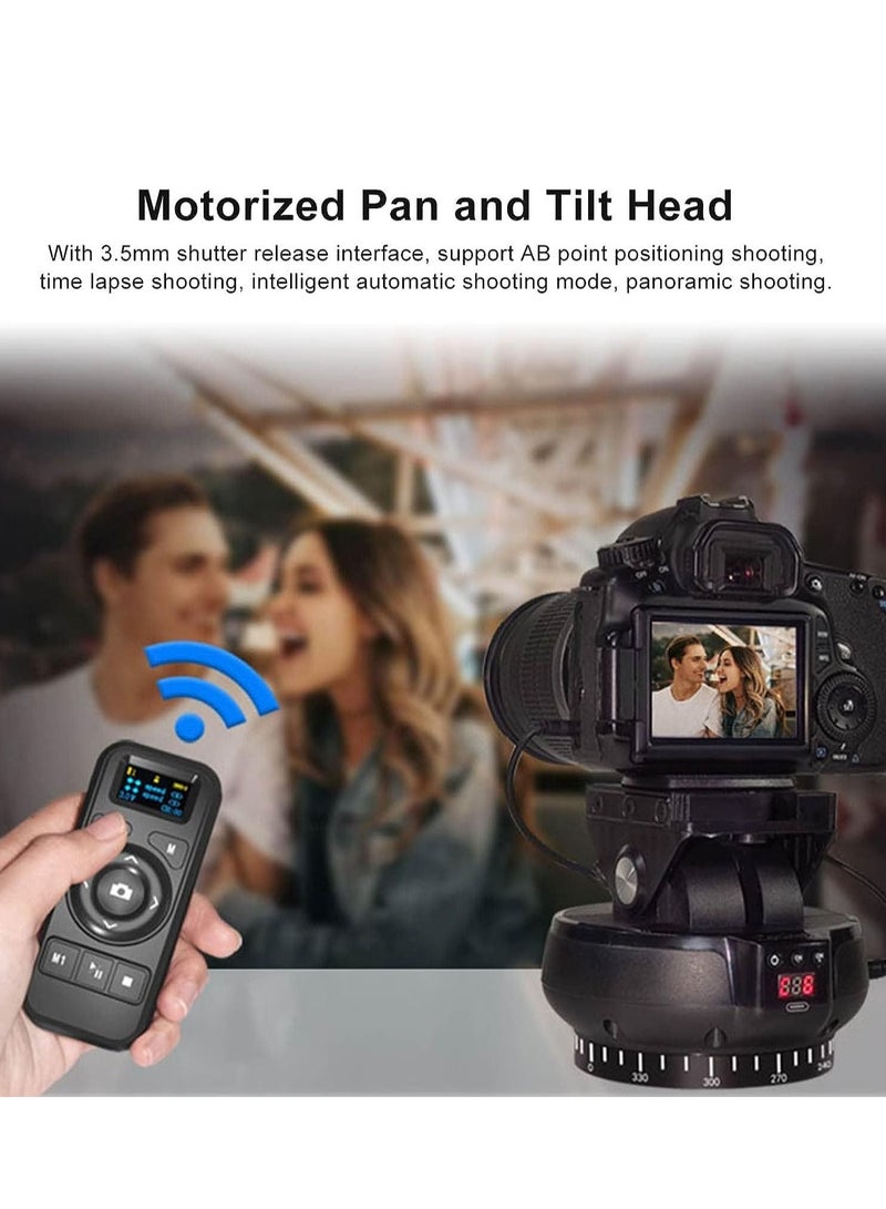 Motorized Pan Tilt Head, 360° Rotation Panoramic Wireless Remote Control Professional Multifunctional Head for Mobile Phone Camera, Max.1Kg Load