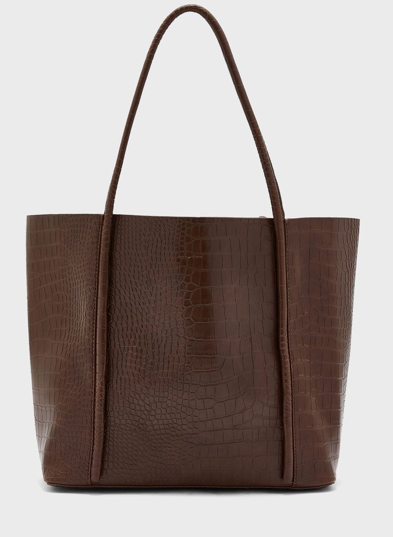 Croc Effect Shiny Tote Bag