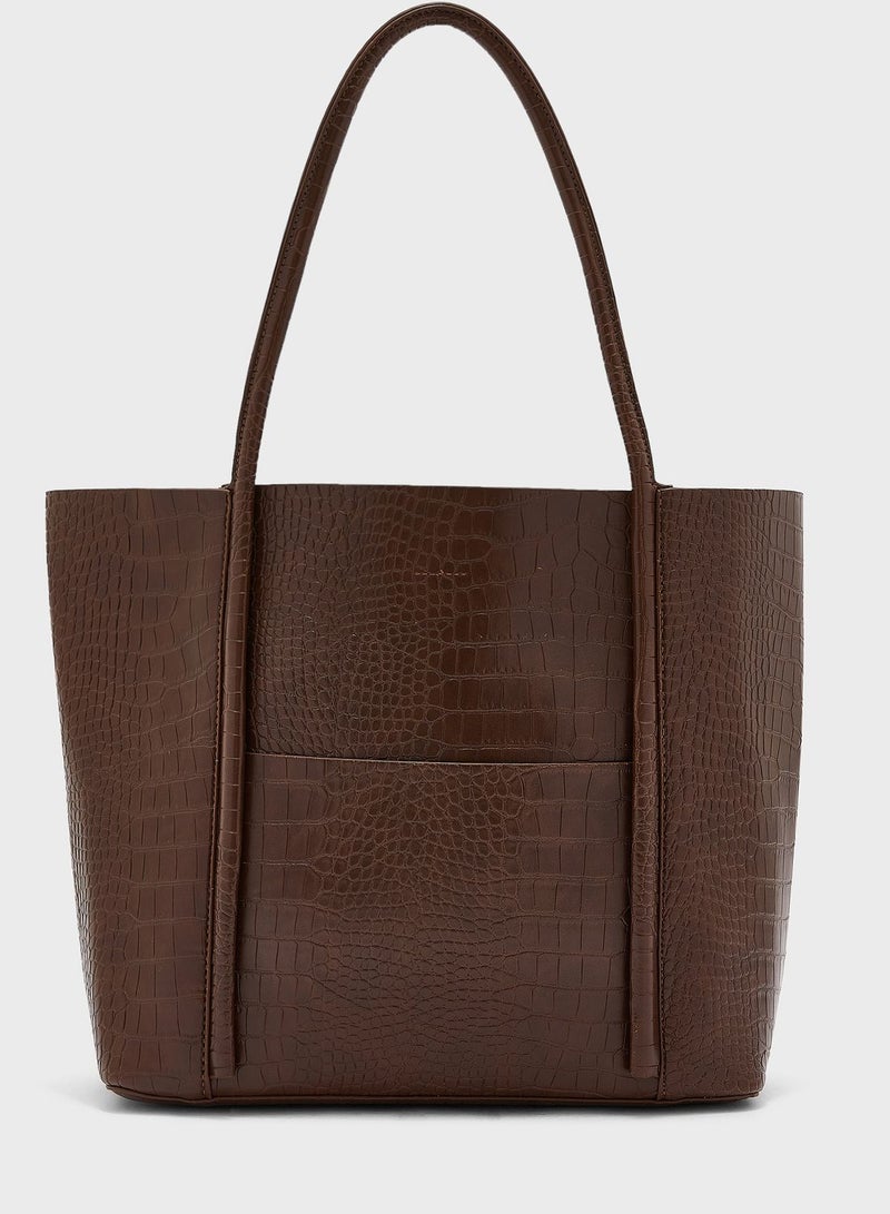 Croc Effect Shiny Tote Bag