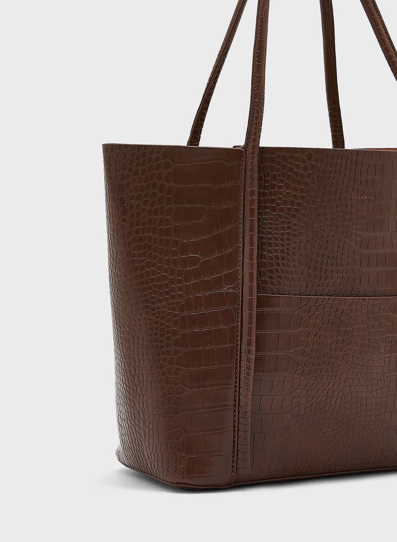 Croc Effect Shiny Tote Bag