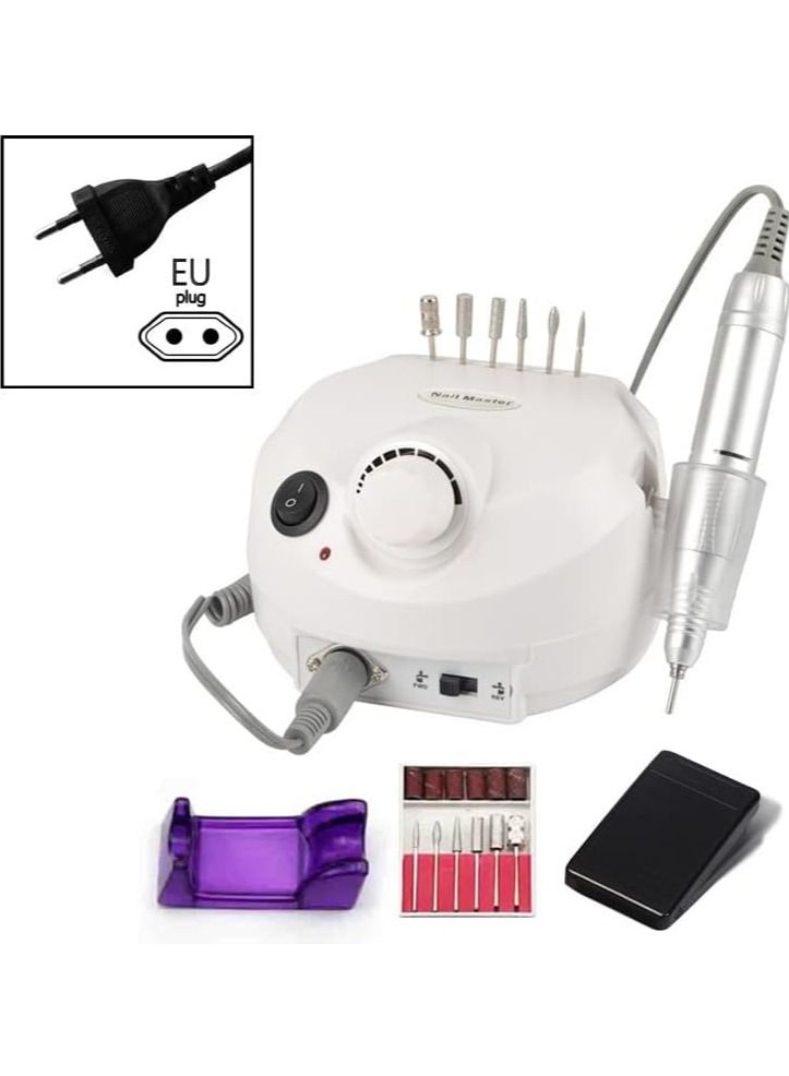 ORiTi Electric Nail Drill Machine 30000RPM E-file Electric Nail File Grinder Polisher Kit Manicure Pedicure Drill for Acrylic Gel Nails EU Plug (EU WHITE)