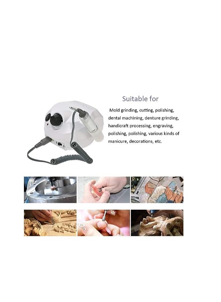 ORiTi Electric Nail Drill Machine 30000RPM E-file Electric Nail File Grinder Polisher Kit Manicure Pedicure Drill for Acrylic Gel Nails EU Plug (EU WHITE)