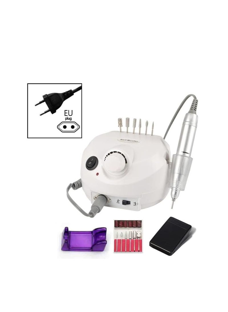 ORiTi Electric Nail Drill Machine 30000RPM E-file Electric Nail File Grinder Polisher Kit Manicure Pedicure Drill for Acrylic Gel Nails EU Plug (EU WHITE)