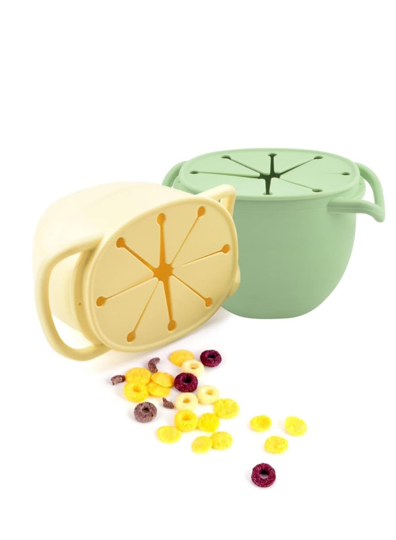 2 Pack Silicone Baby Snack Cup with Lid Pots for Toddlers First Training Spill Proof Containers Fruits Vegetables and Nuts
