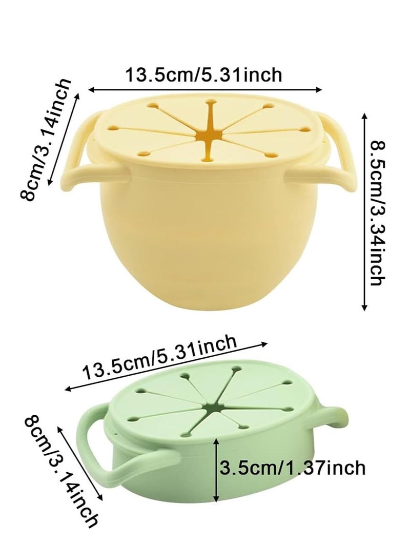 2 Pack Silicone Baby Snack Cup with Lid Pots for Toddlers First Training Spill Proof Containers Fruits Vegetables and Nuts